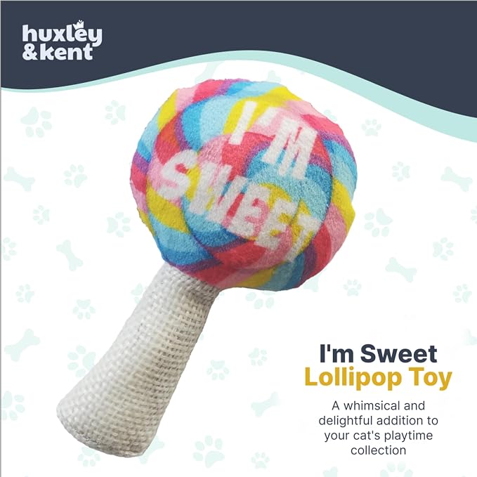 Huxley & Kent Plush Crinkle Catnip Cat Toy, I'm Sweet Lollipop