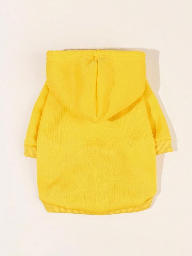 Basic Dog Hoodie Sweatshirt Puppy Sweater Warm Cat Costumes Pet Clothes for Chihuahua Puppy Kitten Small Medium Dogs Yellow X-Small