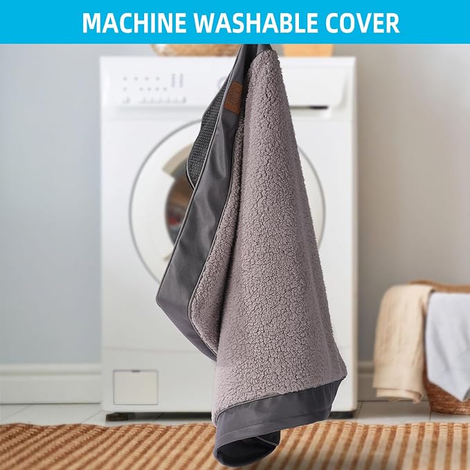 Sunheir Orthopedic Dog Bed for Large Dogs - Big Waterproof Dog Crate Bed with Removable Washable Cover, Egg Crate Foam Support, Anti-Slip Bottom, Deluxe Plush Pet Bed Mat (Grey) (Pack of 2)