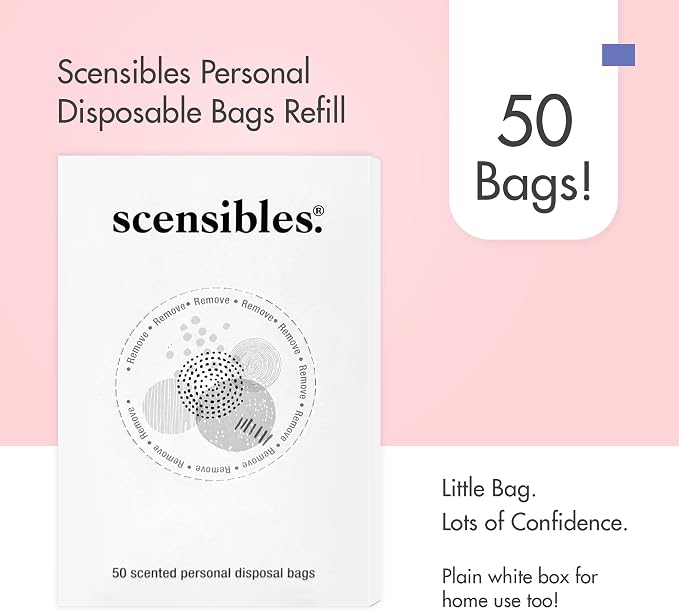 Disposal Bags for Menstrual Care Products - 50 ct Refill Box - for Disposal of Tampons, Pads, Panty Liners, Hygiene Products