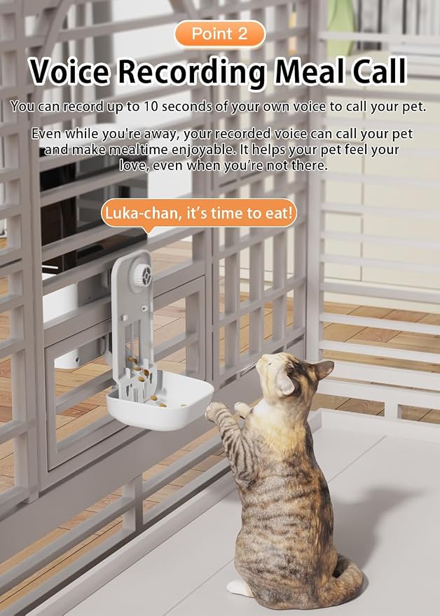 Automatic Pet Feeder for Cats and Small Dogs, Cage-Mounted, 2.5L | Timed & Portion Control Feeding,Dual Power Supply(Plug-in & Battery),Easy to Clean,Space Saving,Ideal for Cages