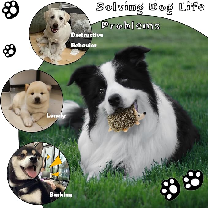 Hide and Seek Dog Toys, Mushroom Crinkle Paper Hideaway with 5 Pack Squeaky Hedgehogs Interactive Plush Puzzle Puppy Chew Toy to Keep Them Busy for Small Medium Large Dogs