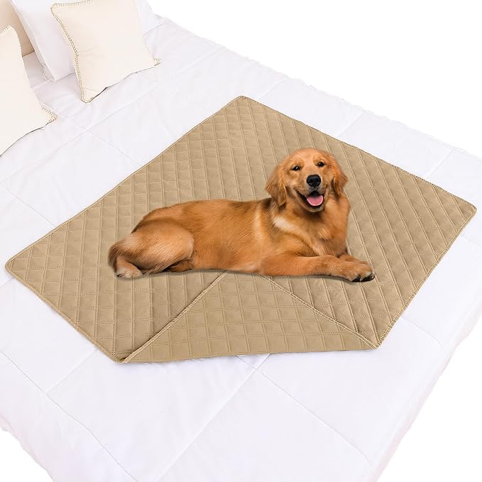 Smiry Waterproof Reversible Pet Couch Covers for Dogs | Pet Friendly, Soft Fabric, Washable Sofa Furniture Protector for Dogs Cat Kids, Checkered (40"x50", Camel/Camel)