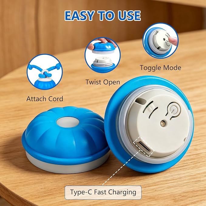 Interactive Dog Ball, 360° Self-Moving, USB-C, LED and Squeaker