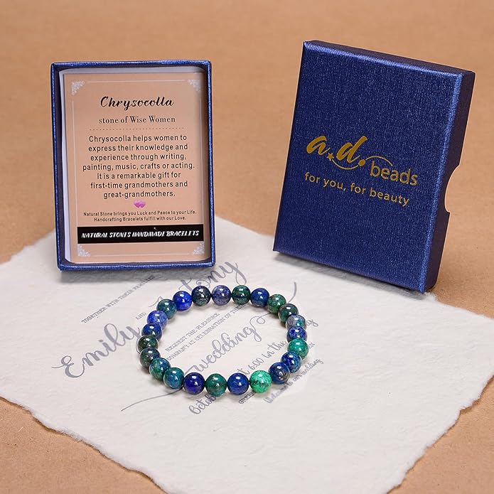 AD Beads Handmade Gemstone Stretch Elastic Bracelet Crystal Healing Reiki Nature's Beauty and Spiritual Essence Unisex