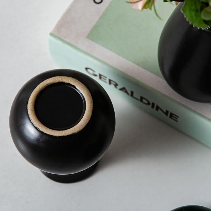 Tanvecle Small Black Vases, Ceramic Bud Vase Set 11, Modern Home Decor | Mini pottery vases for pampas grass, flowers, minimalist home decor, wedding centerpiece for dining table living room shelf