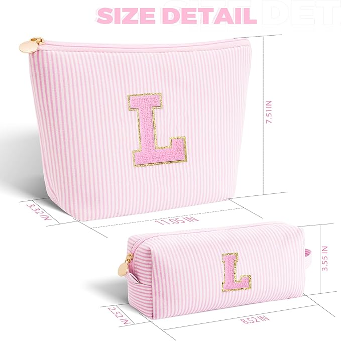Birthday Gift for Kids Teen Girls | Dance Recital Gifts for Girls | Cosmetic Bag Daughter Sister Gifts Birthday for Women Teacher Preppy Makeup Bag - Pink,L