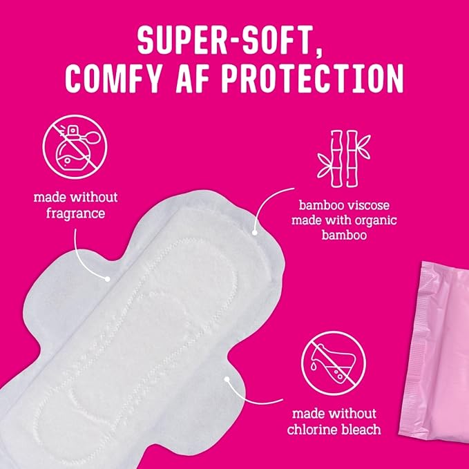 Flo - Day + Night Menstrual Pads (14 Day + 10 Night) - Organic Bamboo Period Pads for Women - Winged + Ultra Thin - Absorbent, Soft, & Breathable - Plant Based - Vegan & Cruelty Free
