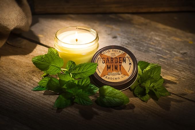 Garden Mint 4 Oz Scented Soy Aromatherapy Candle w/Jar