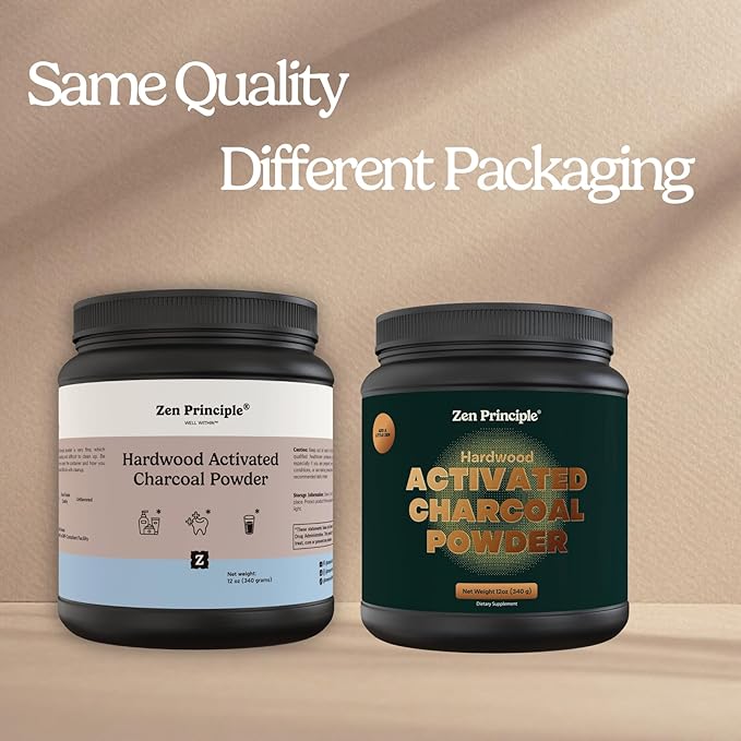 Zen Principle Activated Charcoal Powder only from USA Hardwood Trees. All Natural. Whitens Teeth, Rejuvenates Skin and Hair, Supports Better Digestion. Free Scoop Included. 12 oz.