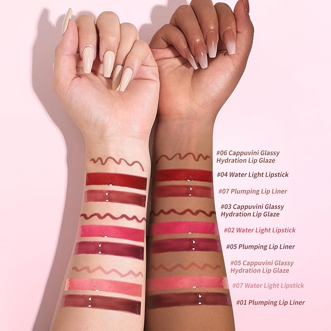 3PCS Lip Combo Set - Matte Lip Liner Pencil + Hydrating Tinted Lip Balm + Juicy Lip Gloss Tint, Non-Sticky, Long-Lasting, High Pigment Lip Makeup Kit (Juicy Plum Set)