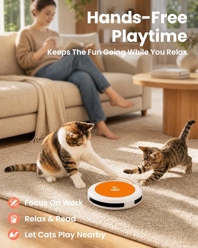 Automatic Interactive Cat String Toys for Indoor Cats | Auto Sleep/Restart Modes, Tap to Wake, Battery Powered, Self Play Toy, Replaceable, Hunting & Daily Exercise