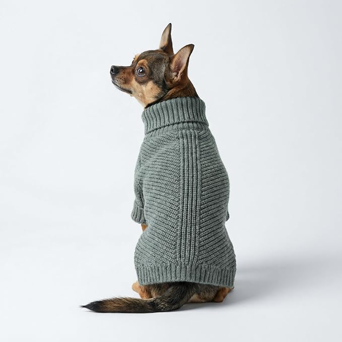 Fitwarm Dog Turtleneck Sweater, Thermal Knitted Pet Coat, Dog Winter Clothes for Small Dogs, Cat Apparel, Heather Grey, XL