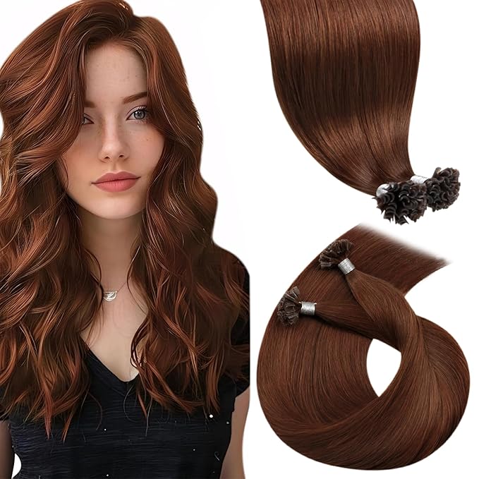 LaaVoo U Tip Hair Extensions Human Hair Auburn Utip Hair Extensions Human Hair Hot Fusion Auburn 50g/50s 24 Inch