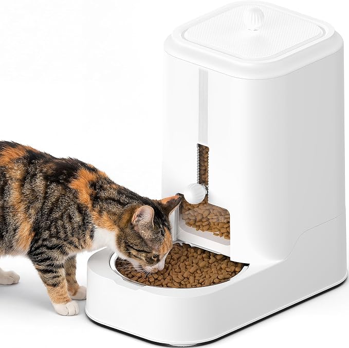 Automatic Cat Food Dispenser with Stainless Steel Bowl | Dog Water Bowl Dispenser Adjustable Water Dispensing, Auto Pet Waterer for Cats and Dogs