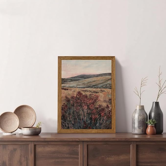 JLTULT Vintage Landscape Wall Art, Maroon Wood-Framed Canvas, 12 x 16 in | JLTULT Vintage Landscape Wall Art, Maroon Wood-Framed Canvas, 8 x 10 in