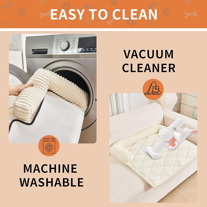HAOMAIJIA Dog Couch Bed for Small Dogs, Non Slip Pet Couch Covers for Sofa Thick Soft Washable Dog Couch Cover Protector All Seasons Universal Dogs and Cats Bed Mat (Off White, Small)
