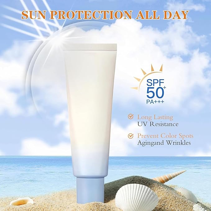 2PC Relief Sun Organic Sunscreen SPF50, Korean Skin Care Solution for All Skin Types, ++++PA++++ Rice and Probiotics (A, Sun Protection Factor (SPF), 50)