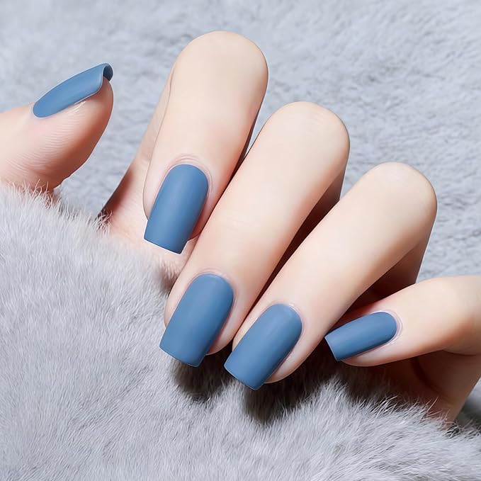 Matte Light Blue Nail Polish Quick Dry, Soft Nail Polish Air Dry, Vegan Non Toxic Fingernail Color for Women Girls, Dusty Blue Matte Finish