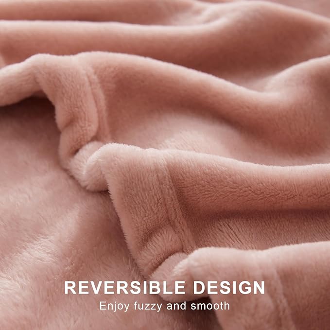 Hansleep Twin Dusty Pink Fleece Blanket, Soft Flannel Bed Blanket | Fuzzy Cozy Blanket 60x80 Inches, Multi-use for Bed, Sofa, Couch, Travel, Camping, All Season Warm Lightweight Cover