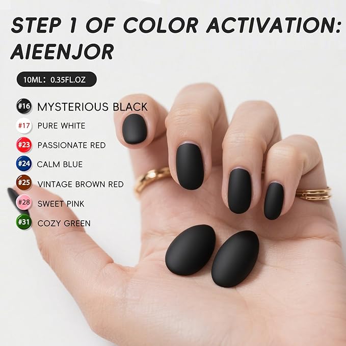 Black Matte Nail Polish, Quick Dry Nail Polish, No UV Lamp Needed, Streak Free, Long Last Fingernail Polish for Nail Manicure Salon DIY Nail Art, 0.35 Fl Oz