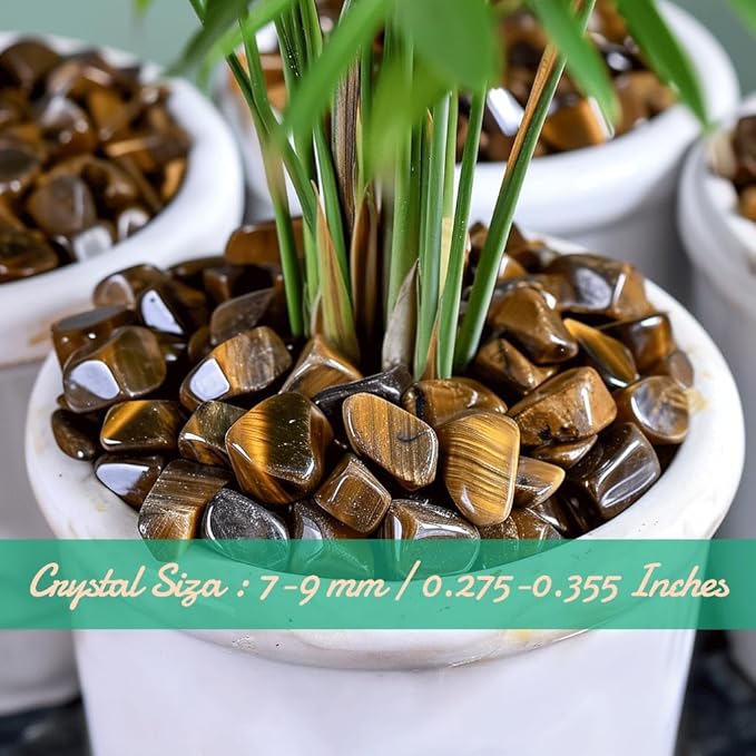 Polished Tigers Eye Crystal Chips 200 Pcs - 0.3" 10 oz Tumbled Stone Chips Crushed Sea Glass Stones Healing Reiki Crystal Jewelry Making Home Decoration