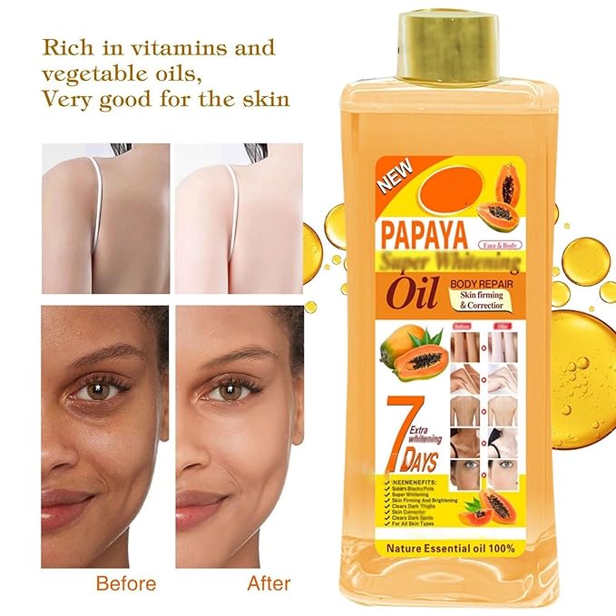 300ml Papaya Oil for Skin Brightening - Organic Papaya Oil for Face - Soft 7 Body Oil, Moisturizing
