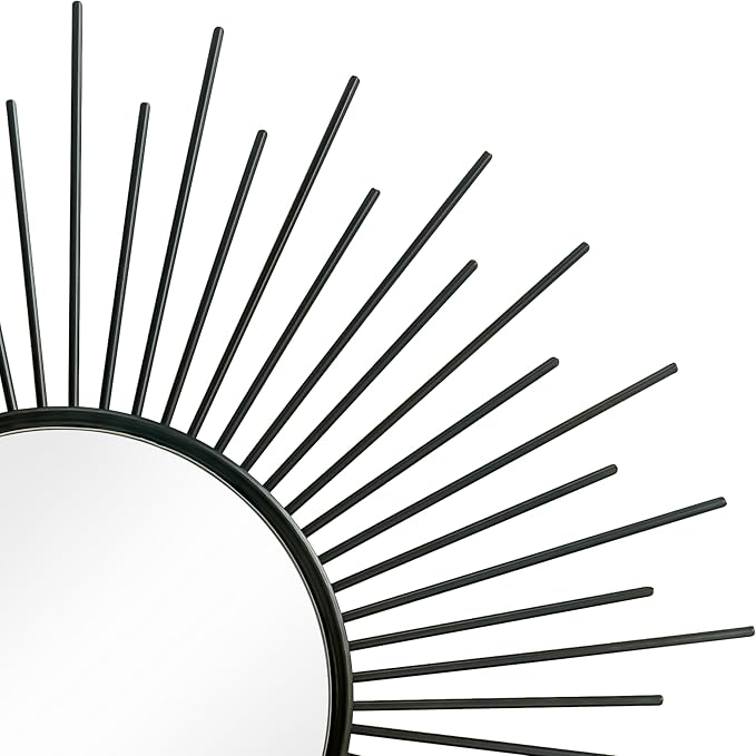 3 Pack Metal Mirrors for Wall Sunburst Wall Mirrors Home Décor Decorative Hanging Wall Art for Living Room Bedroom Entryway (Black2, Sunburst)