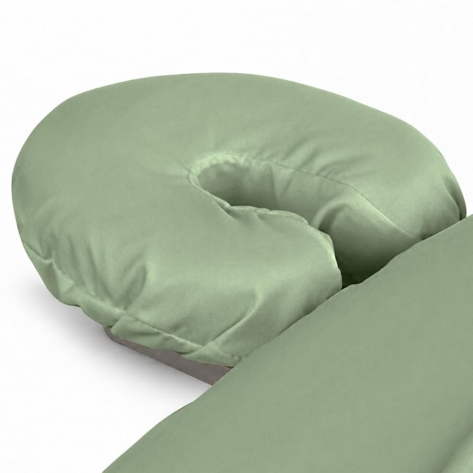 ForPro Premium Microfiber Massage Face Rest Cover, Sage, Ultra-Light, Stain and Wrinkle-Resistant, for Massage Tables, 10-Count