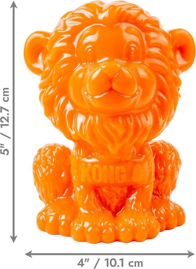 KONG Rewards Zoolooz Treat Dispenser Toy – Interactive Enrichment Puzzle for Dogs – Dispenses Treats & Kibble – Use Ziggies – Assorted Animals (Orange Lion)