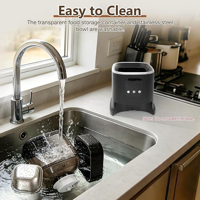 Automatic Cat Feeder, WiFi Cat Feeder Automatic with App Control for Remote Feeding, 5L Anti-Jamming Automatic Feeder Cat Dry Food, Dual Power Supply with Desiccant Bag Indoor