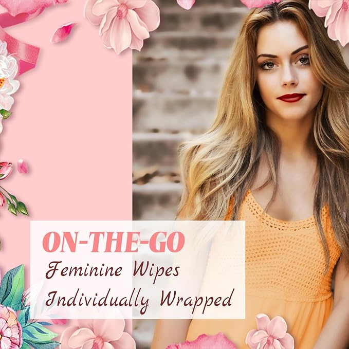 twoworld 400 Feminine Wipes Flushable Travel Individually Wrapped | Travel Wipes for Women,Feminine Care Wet Wipes Travel Size Vaginal Wipes for Adult,Girl and Homeless(Chamomile)