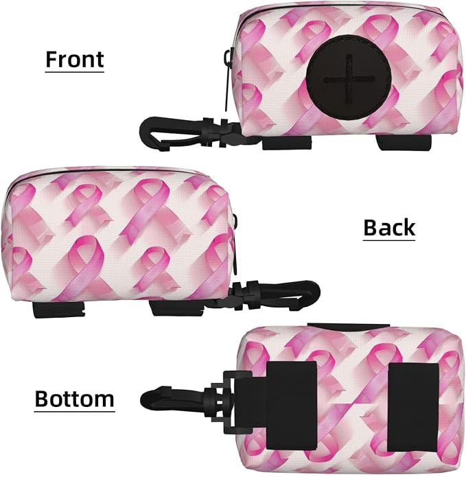 Breast Cancer Pink Ribbons B Print Dog Poop Bag Holder