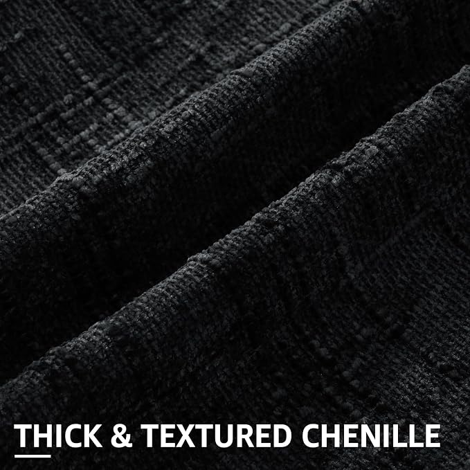 decorUhome Textured Chenille Throw Pillow Covers 26x26 Set of 2 Black | Fall Modern Farmhouse Soft Cozy Slubby Couch Pillow Cases Boho Decorative Pillow Cases for Bed Sofa Living Room Home Decor