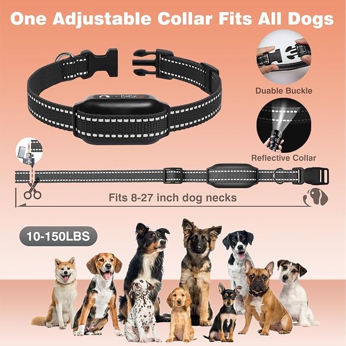 No Shock Dog Training Collar with Remote 3300ft Range, Humane Vibrating Dog Collar, 3 Modes Ultrasonic, Beep, Vibration for Small Medium Large Dogs - Security Lock & No Prongs