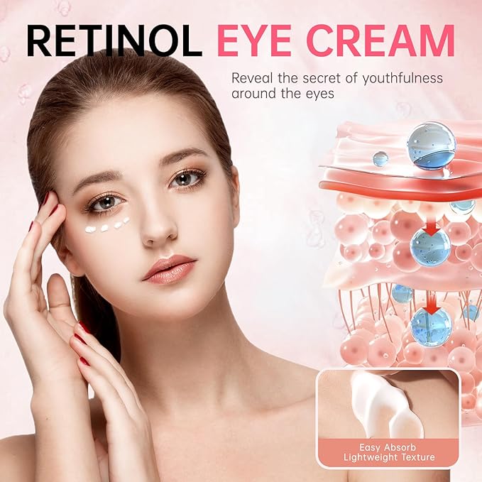Instant Reduction of Eye Bags -Retinol Eye Cream Dark Circles,Bags Under Eyes,Eye Repair Cream AntiAging Moisturizer,retinol,Under Eve Care Creams Suit Women Men EyeFirm Smooth fimming eye-0.7 OZ-EEE