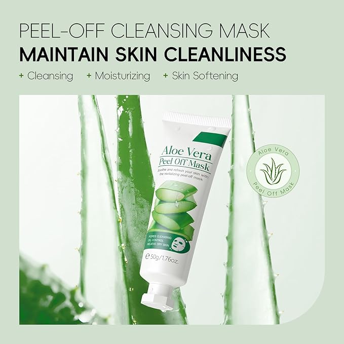 Aloe Vera Peel Off Face Mask, Cleansing Moisturizing Jelly Mask for Facials, Smooth Pores Cleasning Oil-control Enhance Skin Elasticity for Daily Skin Care, Valentine's Day Gift, 1.76oz