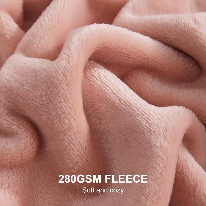 Hansleep Twin Dusty Pink Fleece Blanket, Soft Flannel Bed Blanket | Fuzzy Cozy Blanket 60x80 Inches, Multi-use for Bed, Sofa, Couch, Travel, Camping, All Season Warm Lightweight Cover