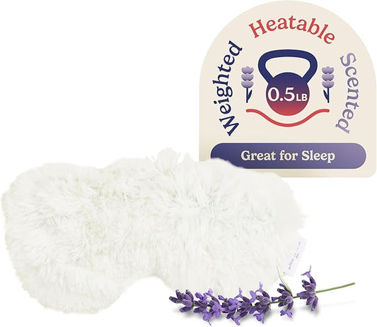 warmies Microwavable Eye Mask for Warmth & Comfort - Heating & Cooling Compress for Calming Relaxation - Weighted & Heated Eye Mask with Scented Lavender for Sleeping - Cream
