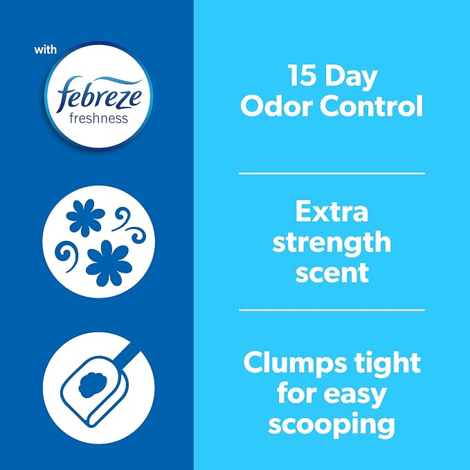 Fresh Step Extreme Clumping Litter with Febreze Freshness, Mountain Spring Scent Clumping Cat Litter with Guaranteed Odor Control, 14 lb. Box (Pack of 3)