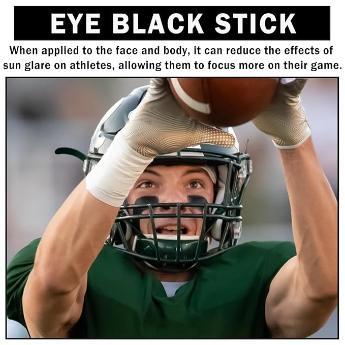 3 Colors Face Body Paint Sticks Professional Eye Black Football Baseball Softball,Highly Pigmented Halloween Facepaint Makeup Kit for Adults and Kids（White/Black/Green Eye Black Sticks）