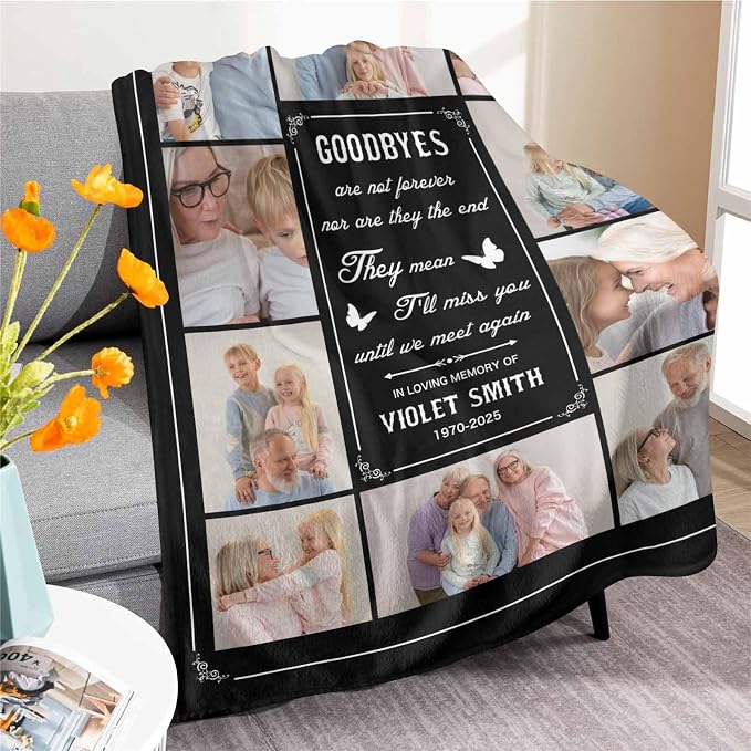 Custom Memorial Blanket with Photo - Sympathy Gift for Loss of Loved One