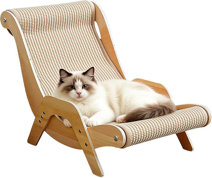 Extra Large Cat Scratching Lounge - Multi-Layer Solid Wood & Sisal, XXL Cat Scratcher and Bed for Large Cats, Furniture Protector with 110lb Capacity