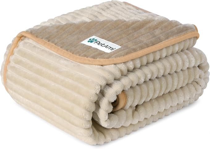 PetAmi Waterproof Dog Blanket, Leakproof Pet Blanket for Small Medium Large Cats, Soft Plush Reversible Sofa Couch Cover Protector, Washable Puppy Throw for Bed Crate, 60x80 in, Taupe Beige