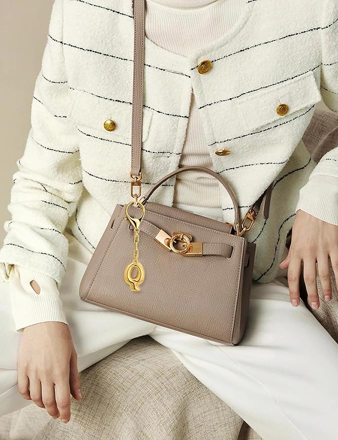 WOWORAMA Initial Letter Keychain for Women Chunky Gold Bubble Letter Bag Charm Purse Charm Personalized Keyrings Accessories