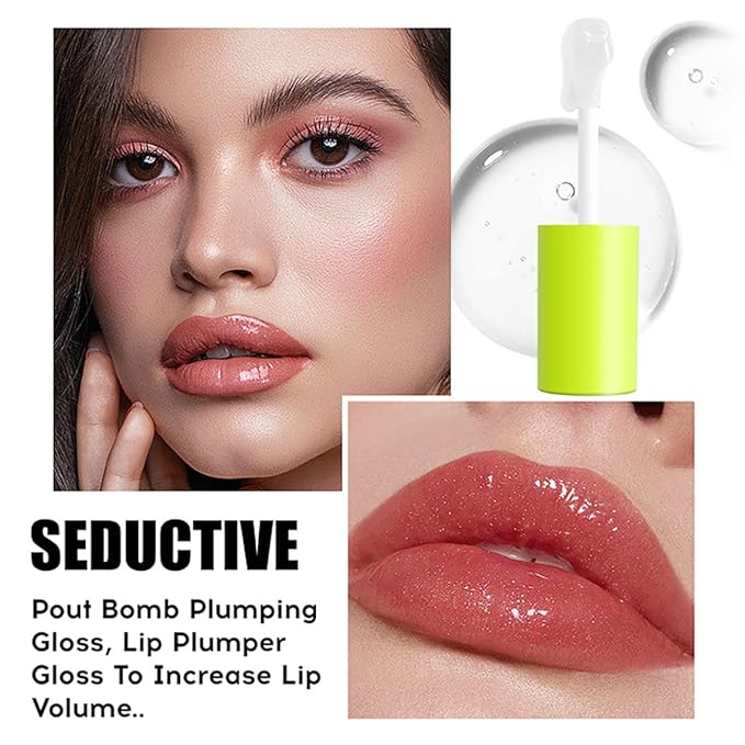 Hydrating Lip Oil, Big Brush Head Glaze Shiny Transparent Glow Oil, Nourishing & Non-sticky Long Lasting Fresh Clear Smooth Care Plumping Oil (Set B)