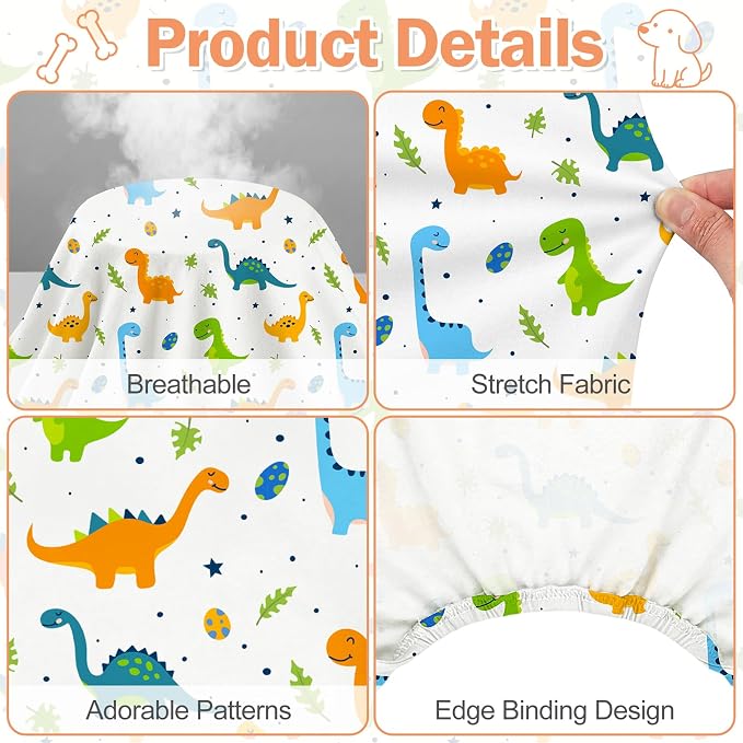Dog Pajamas for Small Medium Dogs Pjs Orange Dinosaurs Dog Onesie Breathable Puppy Pj Pet Stretchy Soft Sleepwear for Spring Summer Costume-L
