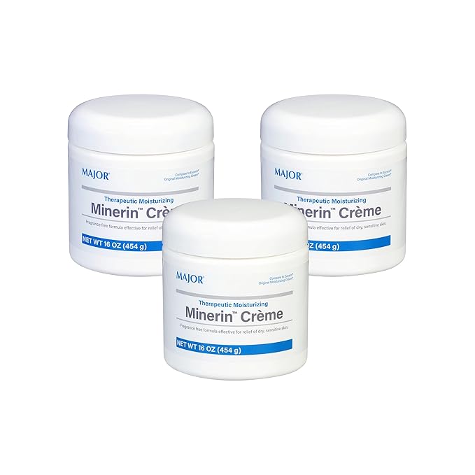 MAJOR Therapeutic Moisturizing Minerin Créme - Body Cream Moisturizer for Dry Skin - Fragrance-Free - 16 Oz. (3 Pack)