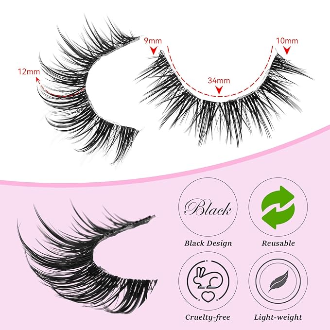 outopen 10 Pairs Manga Lashes Natural Look False Eyelashes Wispy Spiky Anime Lashes Korean Japanese Asian Style Cosplay Fake Eyelashes with Clear Band