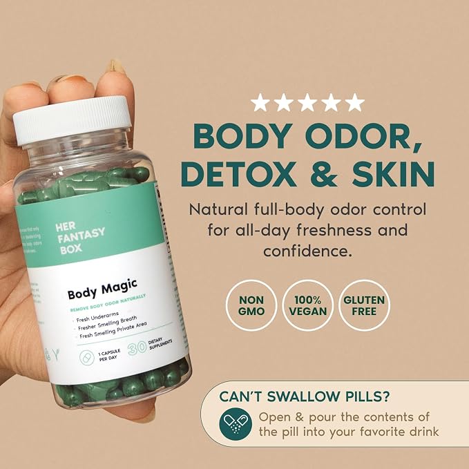 Her Fantasy Box | Ultimate Glow-Up Kit | Probiotics, Chlorophyll Capsules, Suppositories, Body Oil, Yoni Oil & pH Shower Gel – Detox, Hydration & Feminine Wellness Bundle